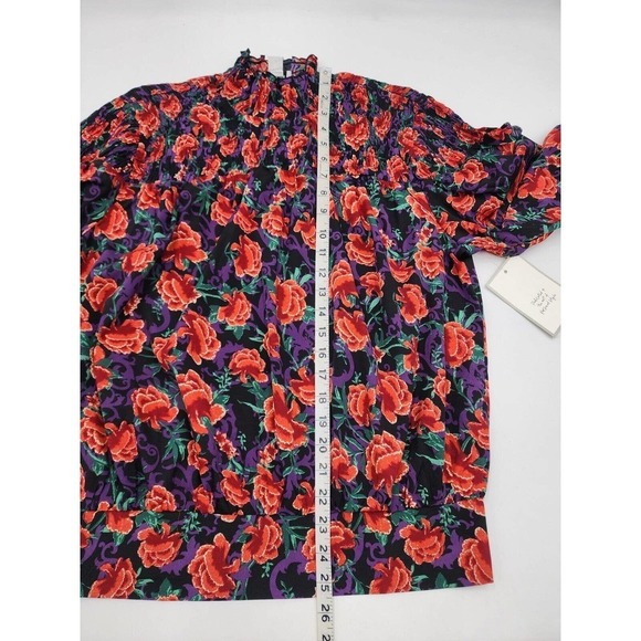 Calligraphie High Neck Long Sleeve Floral Blouse NWT Size XL Roses - Picture 7 of 10